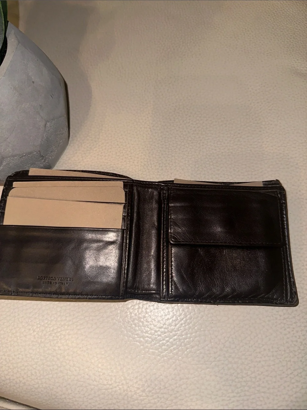 Bottega Veneta Dark Brown Intrecciato Leather Wallet